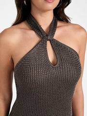 Minka Keyhole Lurex Sweater Dress