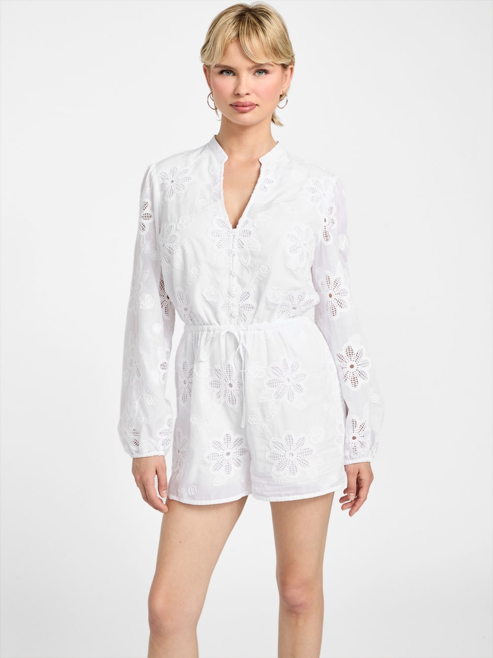 Hazel Embroidered Eyelet Romper