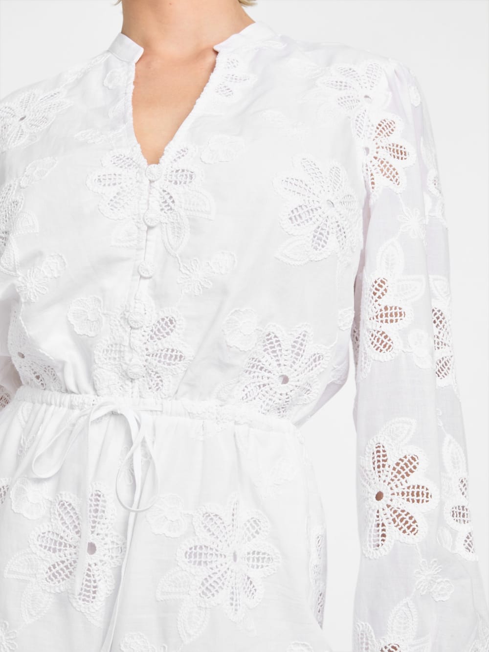 Hazel Embroidered Eyelet Romper