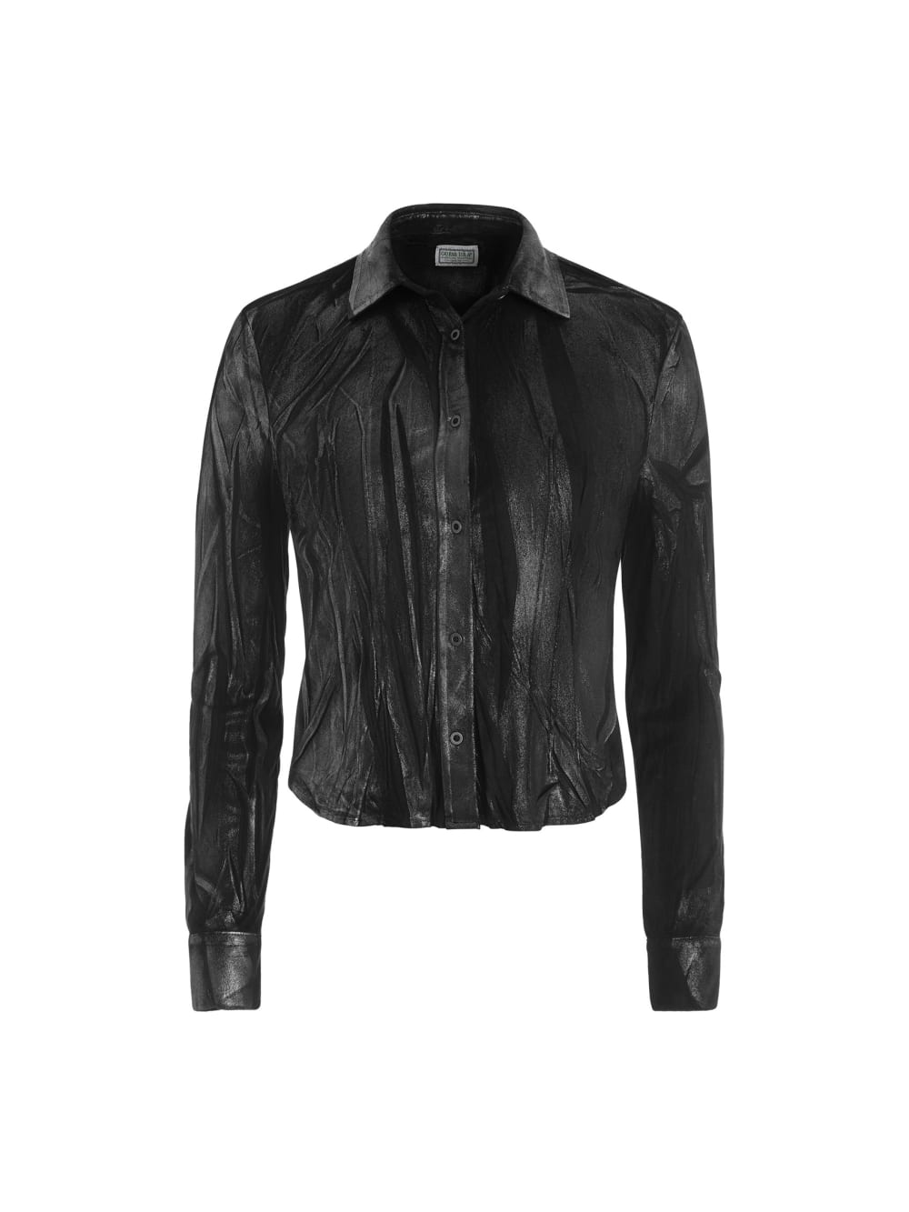 metallic printed faux-suede shirt