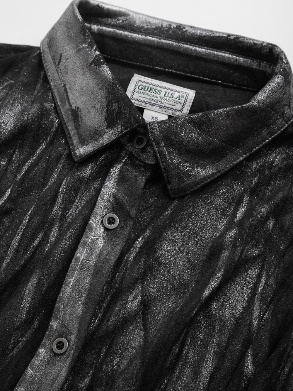 metallic printed faux-suede shirt