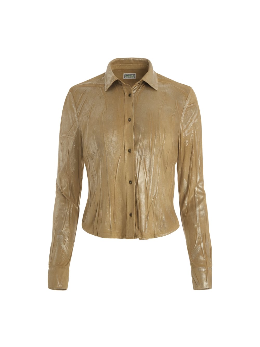 metallic printed faux-suede shirt