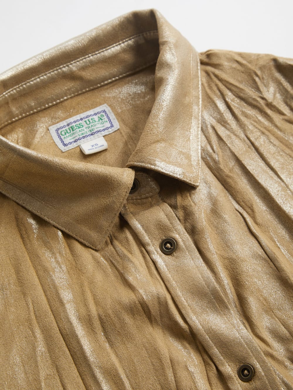 metallic printed faux-suede shirt