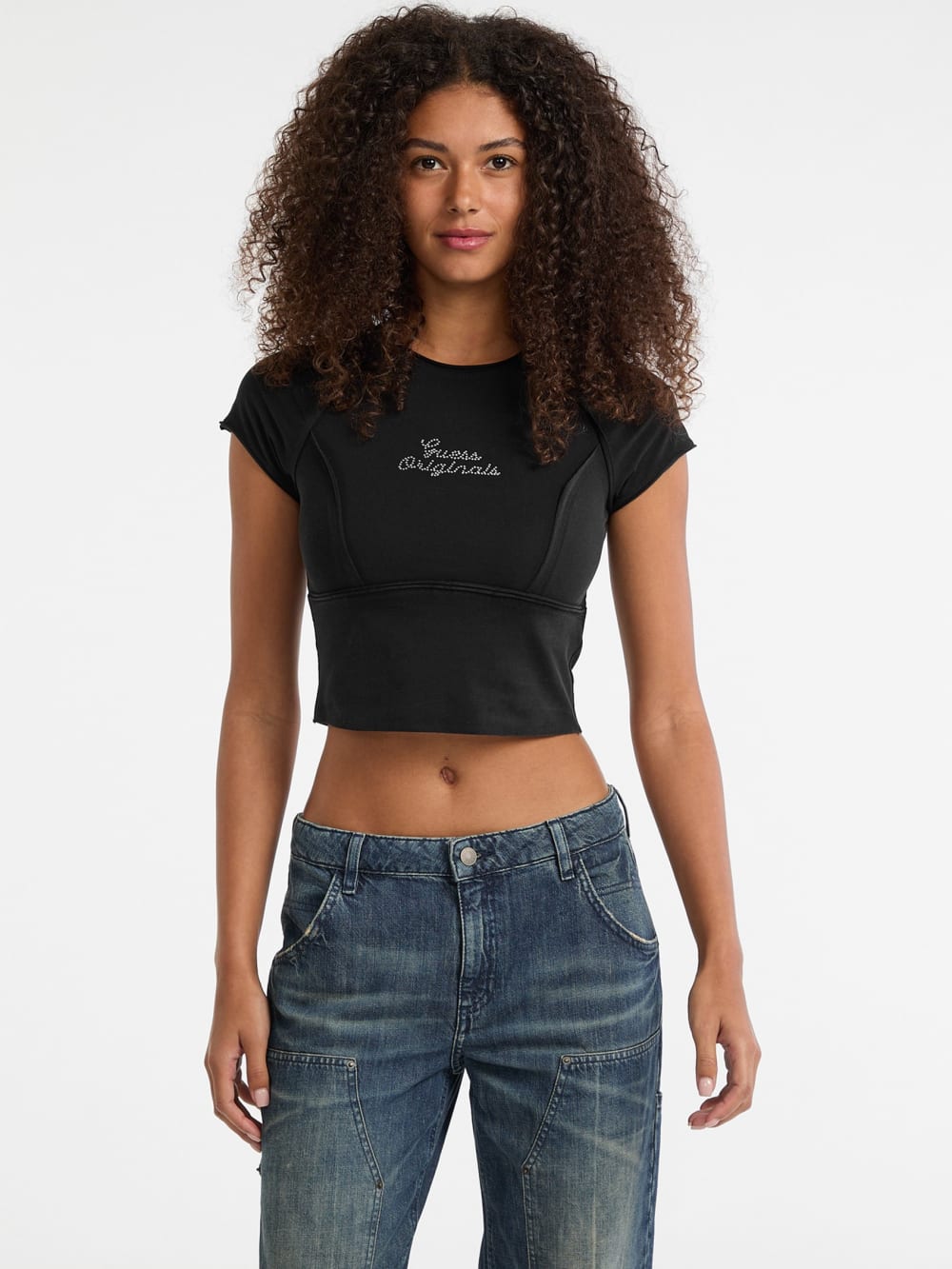 GUESS Originals Eco Raw Edge Rhinestone Tee