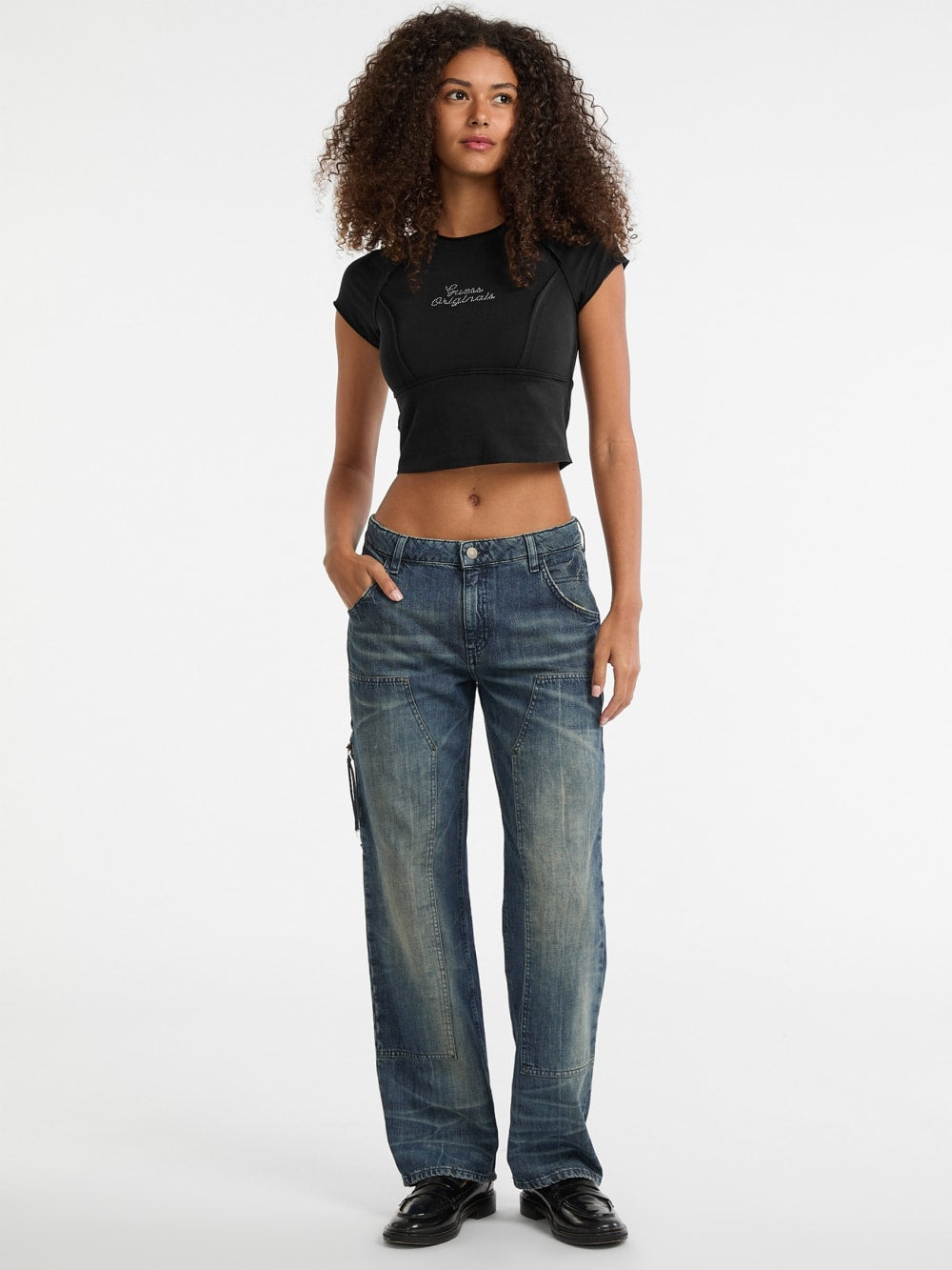 GUESS Originals Eco Raw Edge Rhinestone Tee