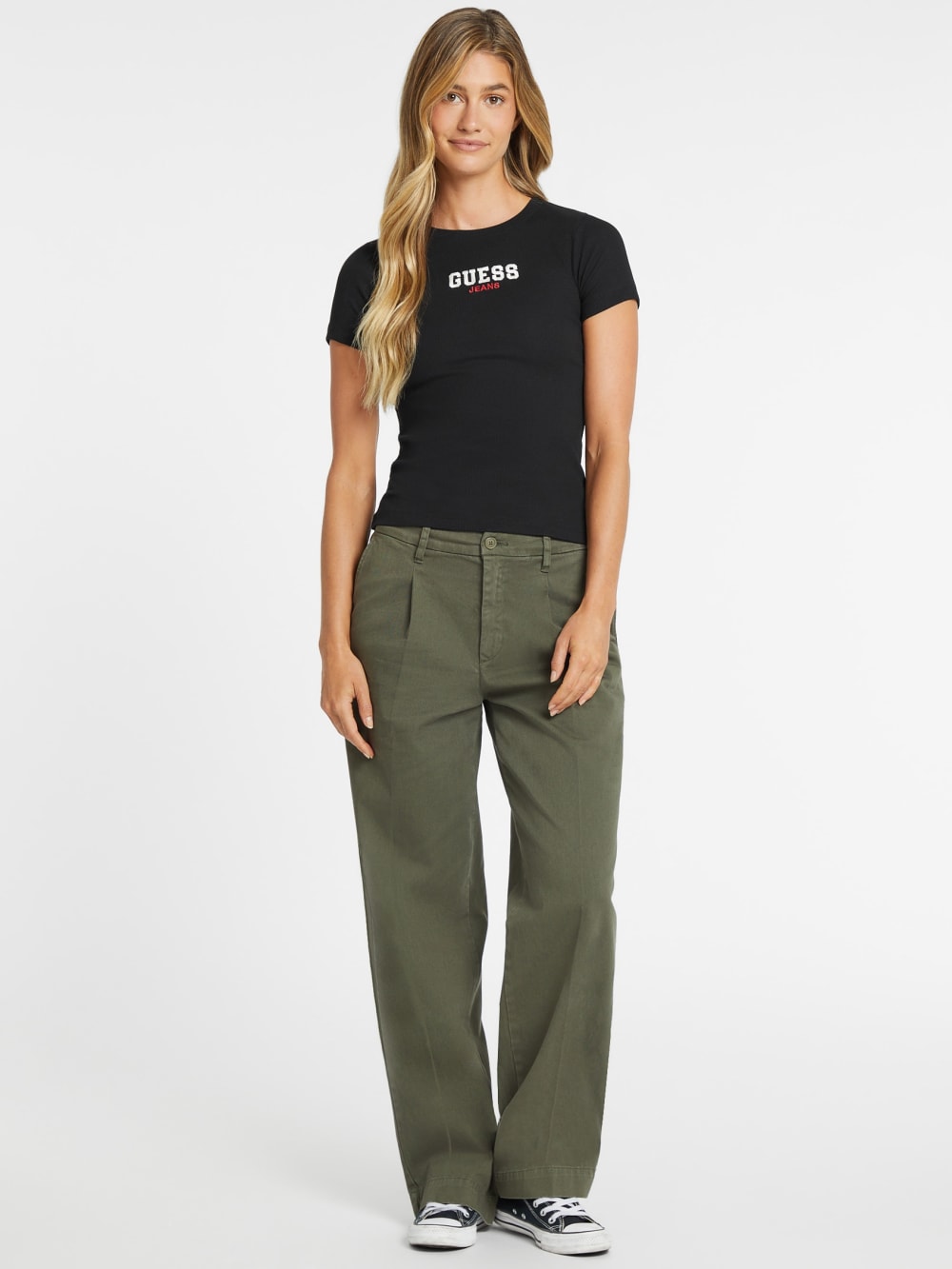 Slim Rib-Knit Embroidered Tee