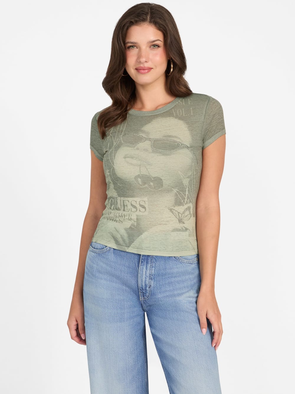 Printed Crewneck Burnout Tee