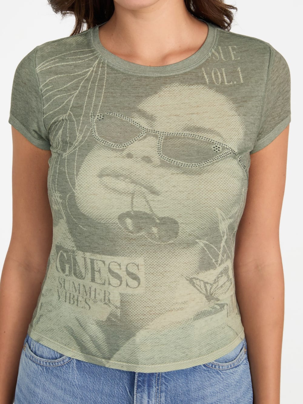 Printed Crewneck Burnout Tee
