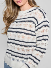 Valerie Striped Open-Knit Sweater