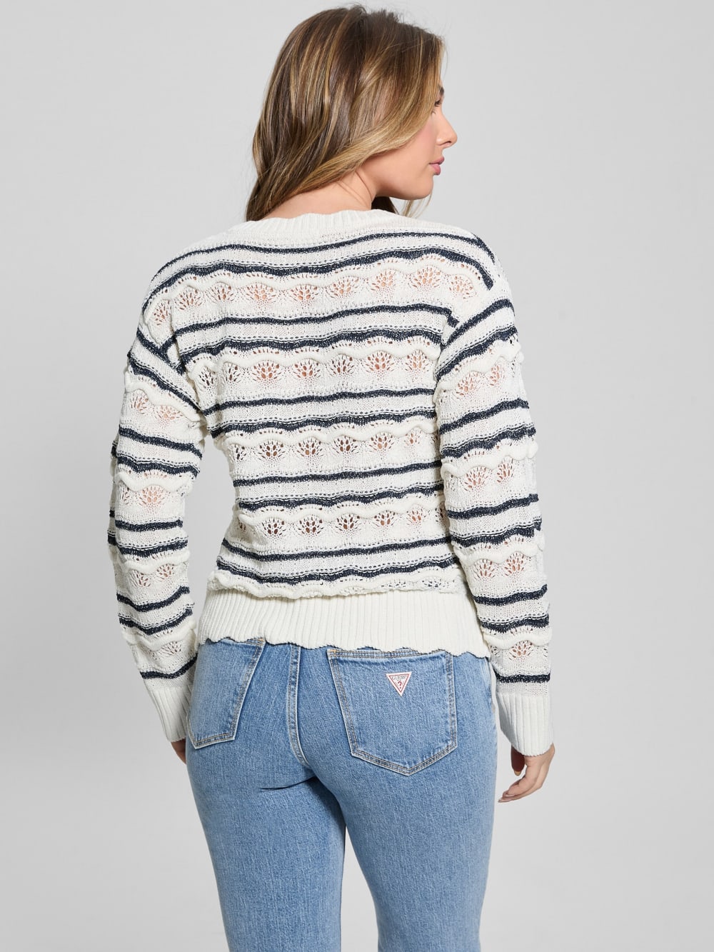 Valerie Striped Open-Knit Sweater