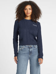 Wool-Blend Cable-Knit Sweater