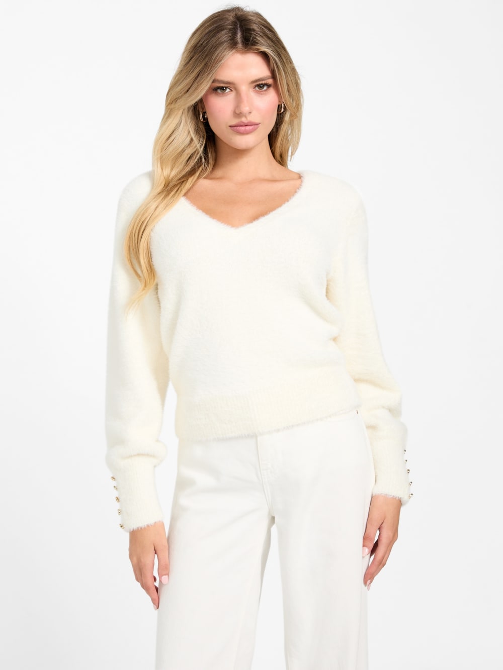 Niko Fuzzy V-Neck Sweater