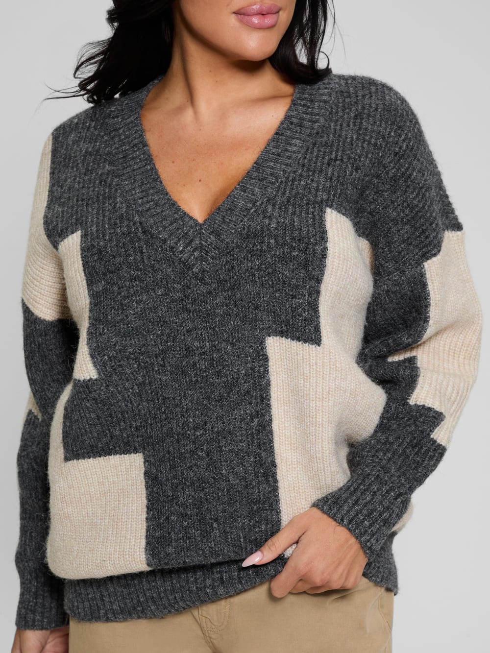 Intarsia Color-Block Sweater