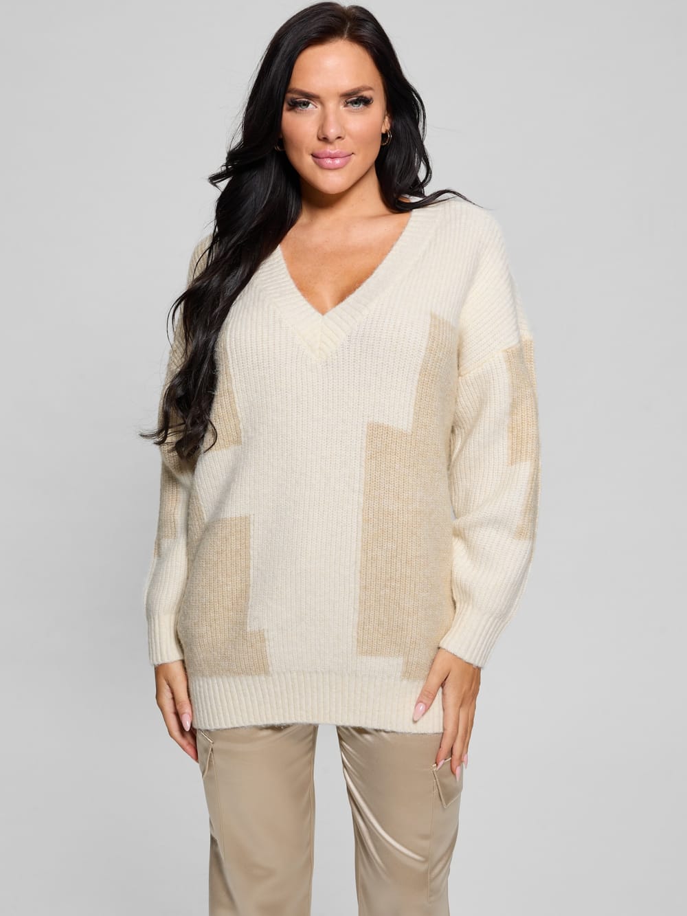 Intarsia Color-Block Sweater
