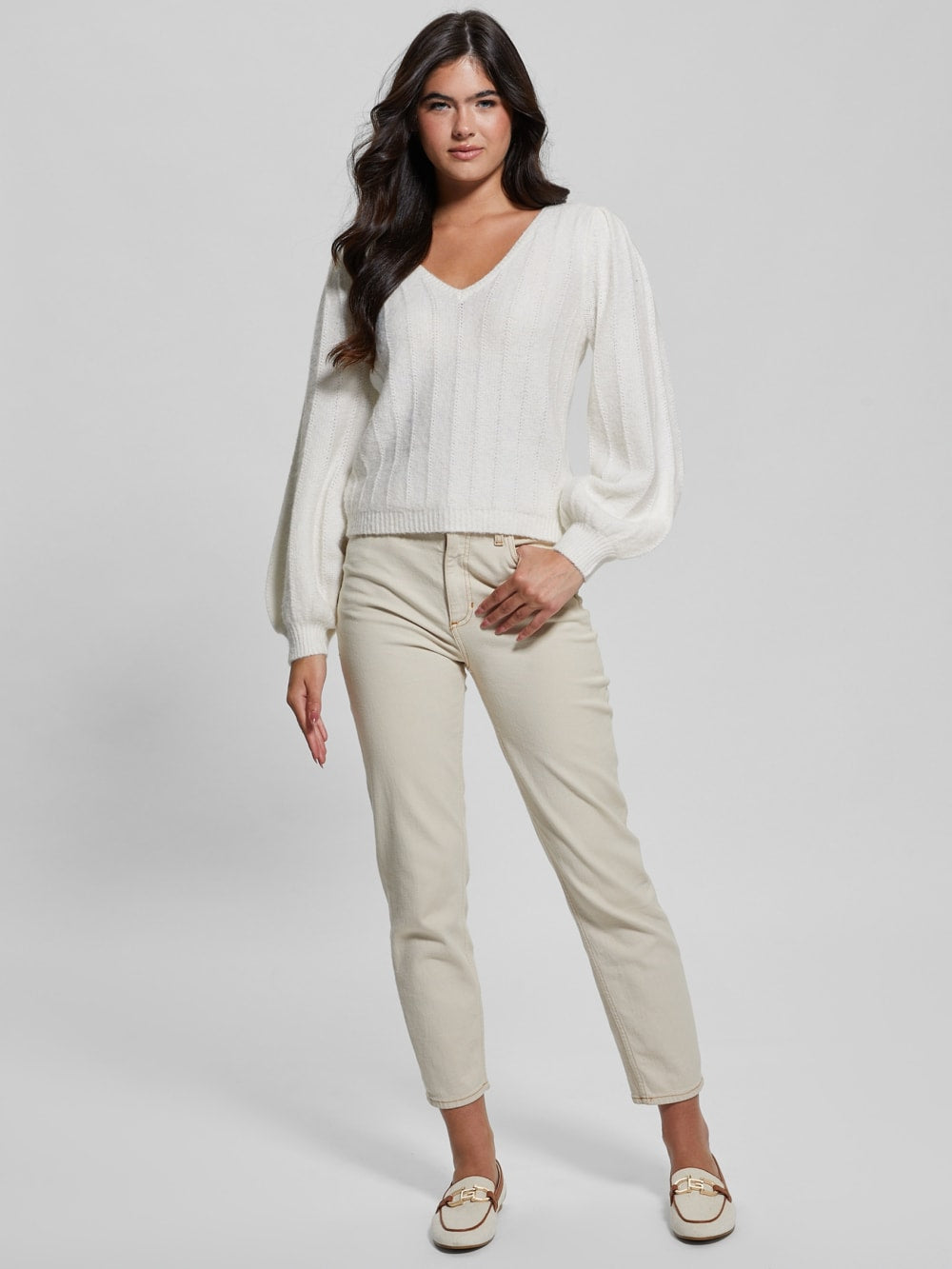 Madeline Textured V-Neck Sweater