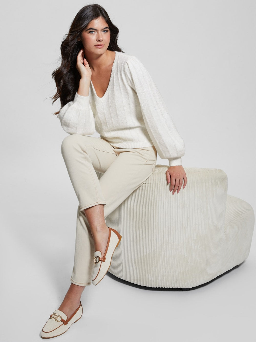 Madeline Textured V-Neck Sweater