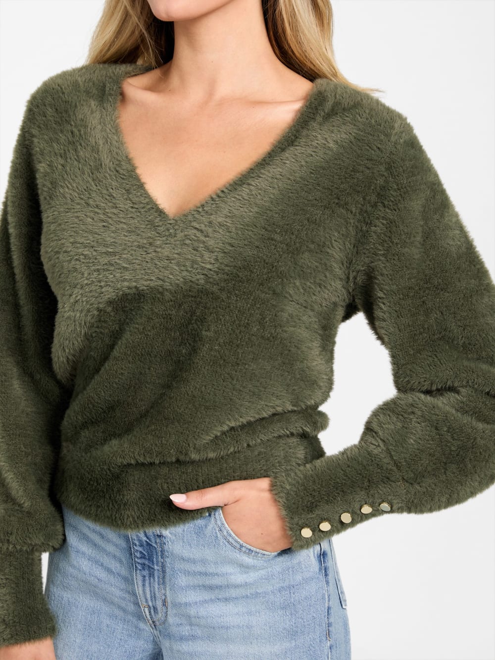 Niko Fuzzy V-Neck Sweater