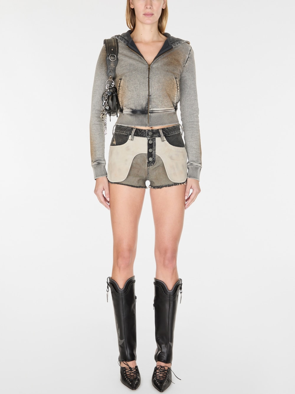 crystal-embellished terry hoodie