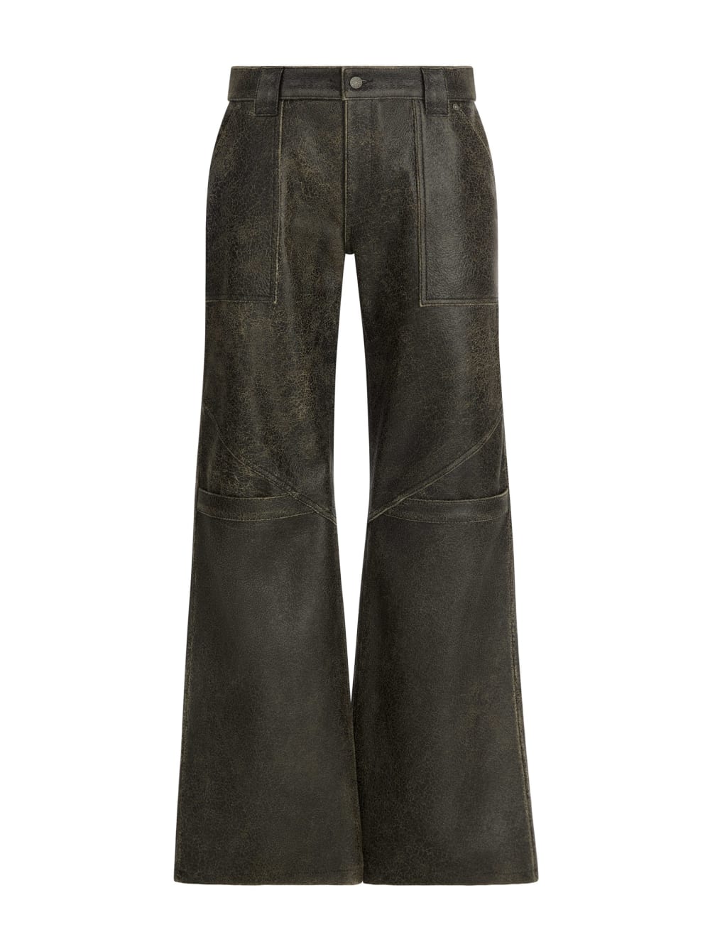 wide-Leg crackled leather pants