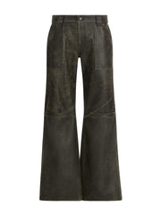wide-Leg crackled leather pants