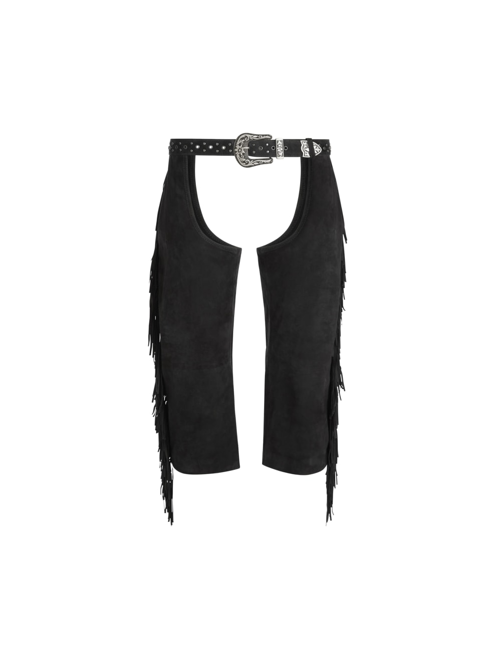 fringe capri suede chaps