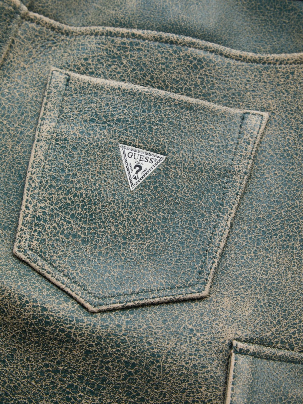 crackled leather cargo pants