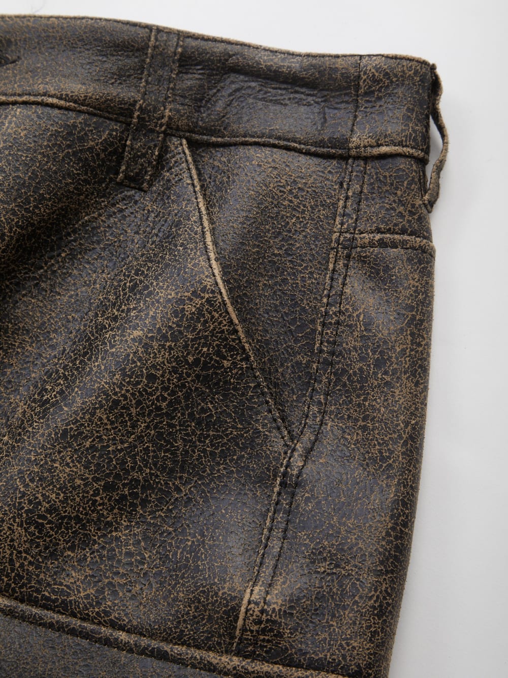 crackled leather cargo pants