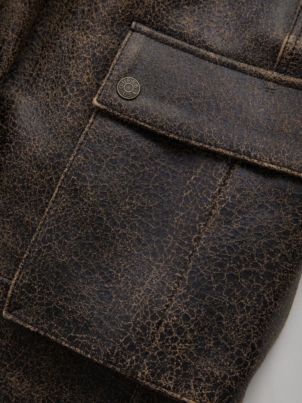 crackled leather cargo pants