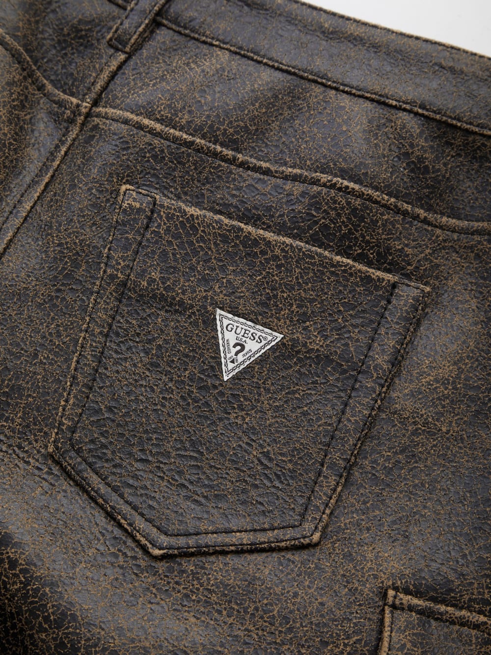 crackled leather cargo pants