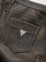 crackled leather cargo pants