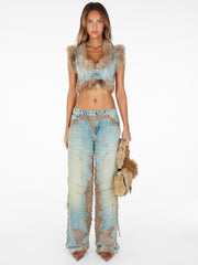 baggy burnt jeans