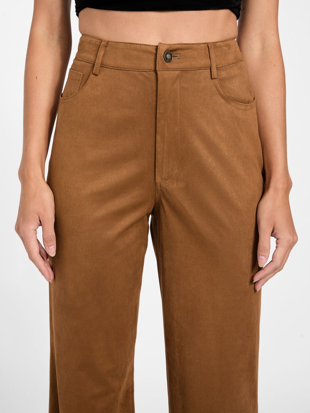 Aria Faux-Suede High-Rise Straight Pants