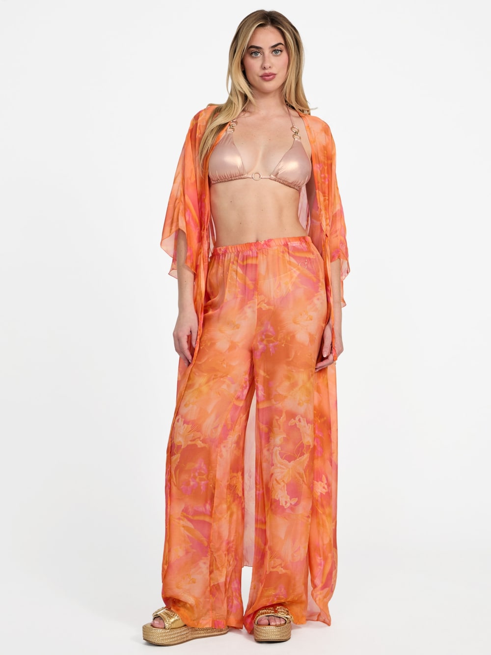 Printed Silk-Blend Chiffon Pants