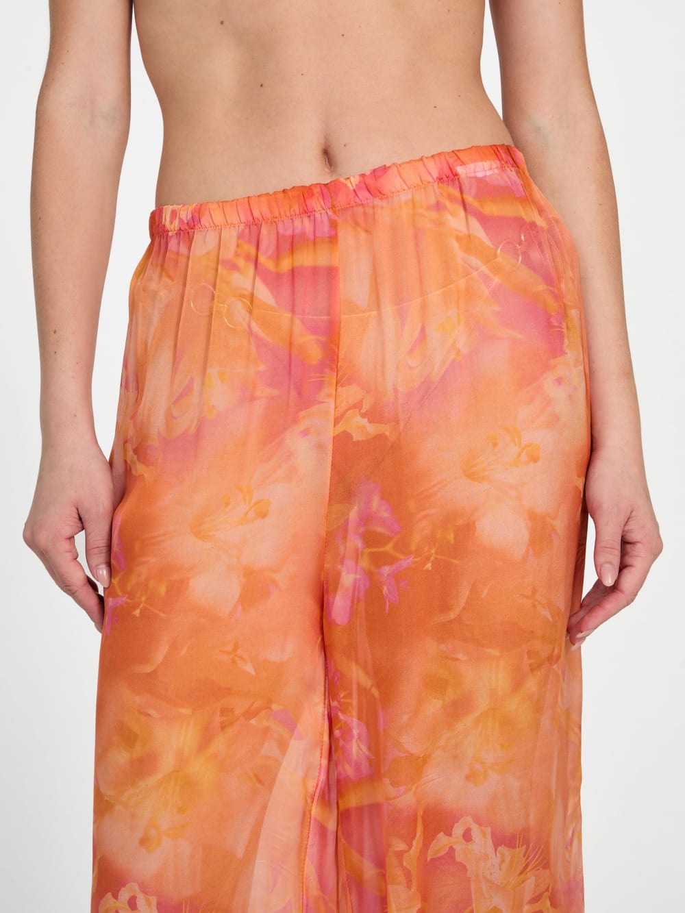 Printed Silk-Blend Chiffon Pants