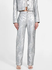 Clelia Faux-Leather Embroidered Pants