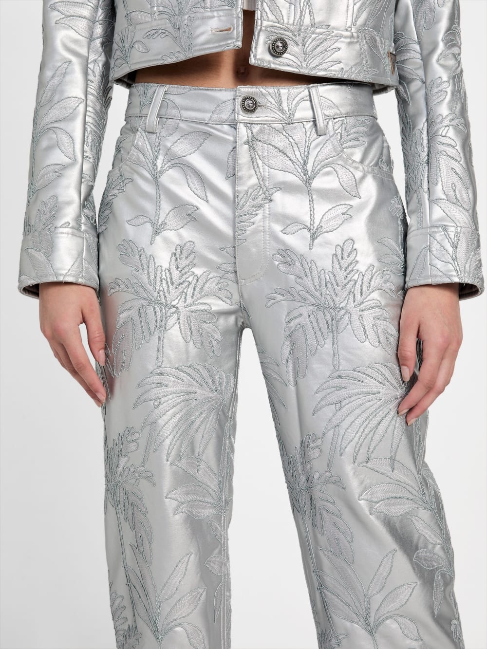 Clelia Faux-Leather Embroidered Pants