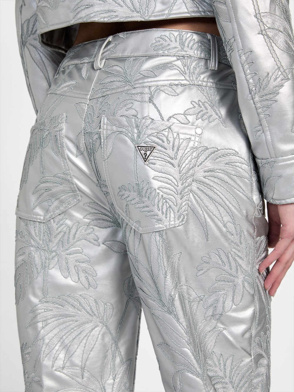 Clelia Faux-Leather Embroidered Pants