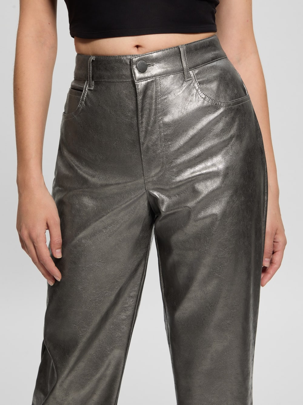 Ambra Metallic Faux-Leather Pants