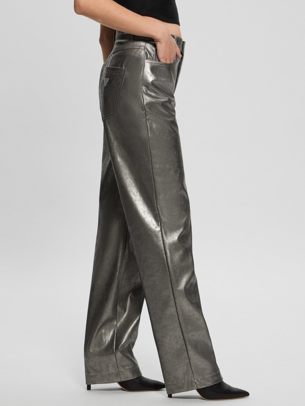 Ambra Metallic Faux-Leather Pants