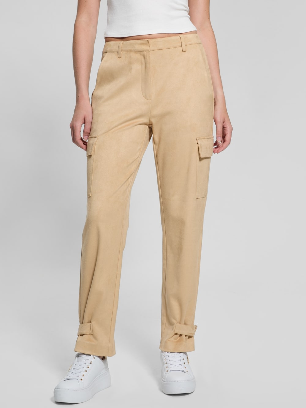Mariza Faux-Suede Cargo Pants