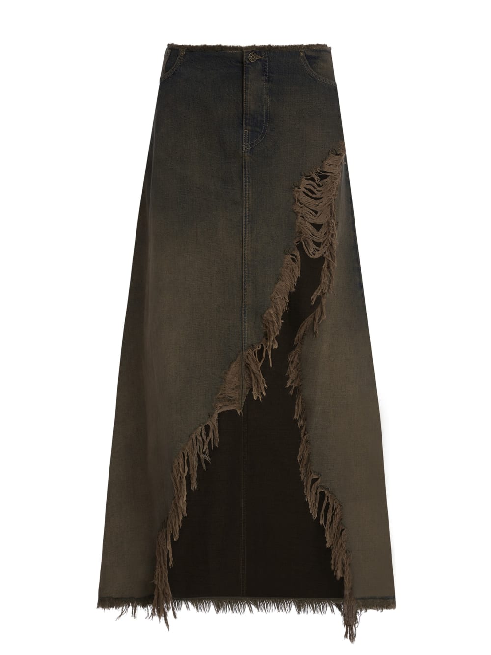 open front denim skirt
