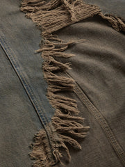 open front denim skirt