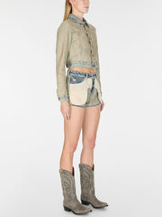 reverse denim short