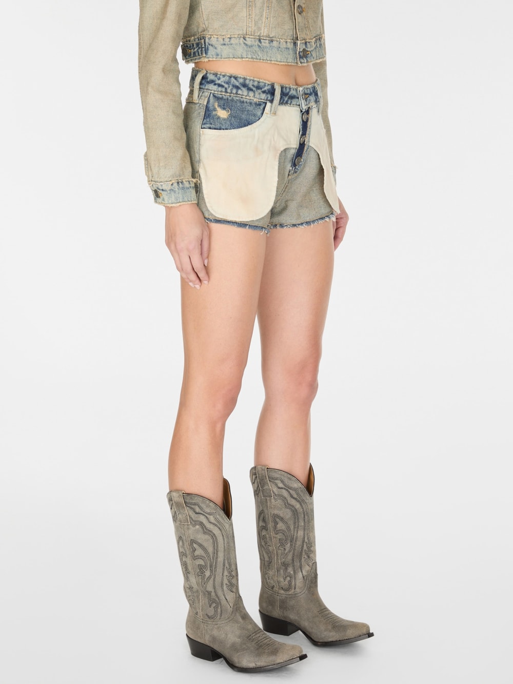 reverse denim short
