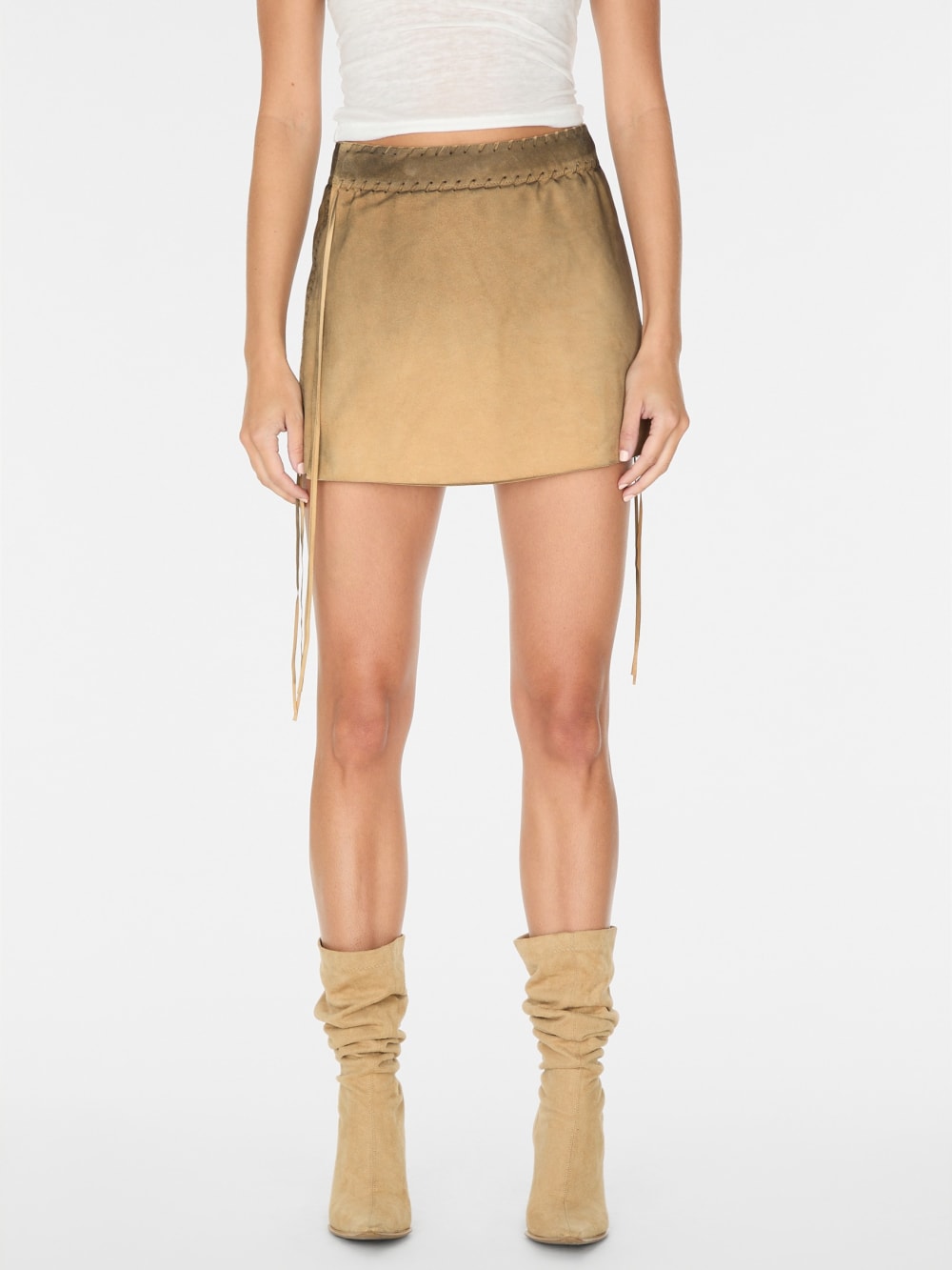 washed suede skirt