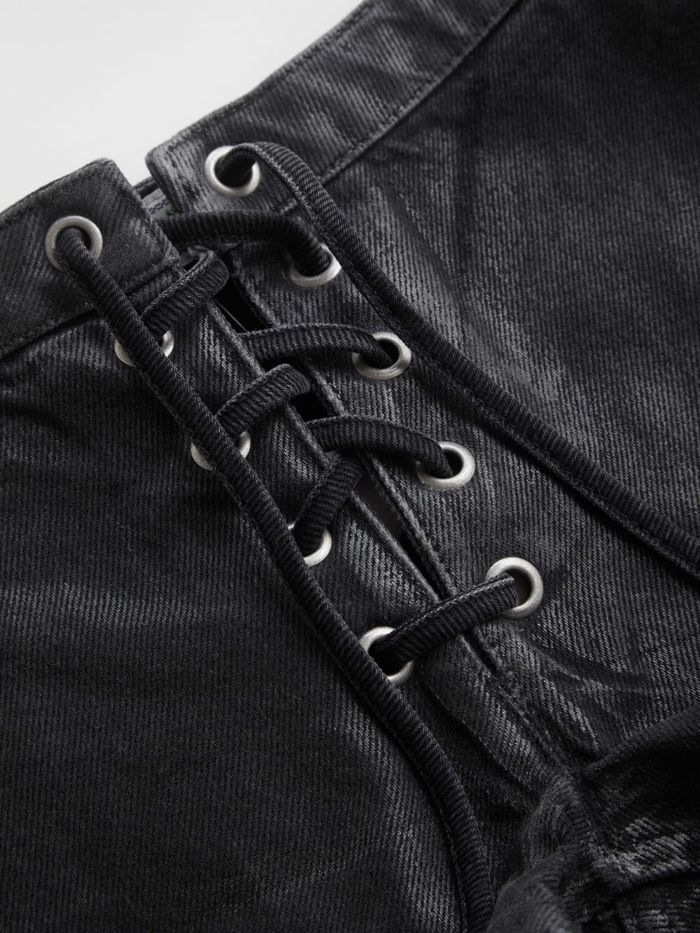 coated mini denim shorts