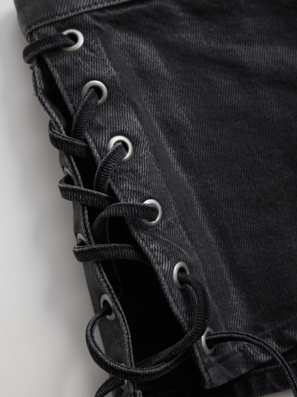 coated mini denim shorts