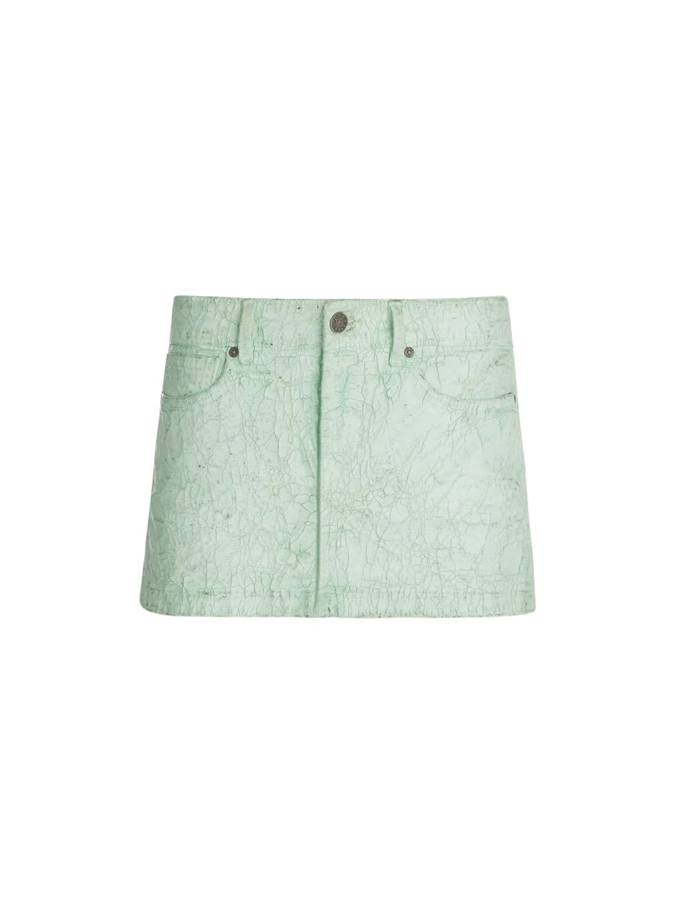 crackle denim skirt