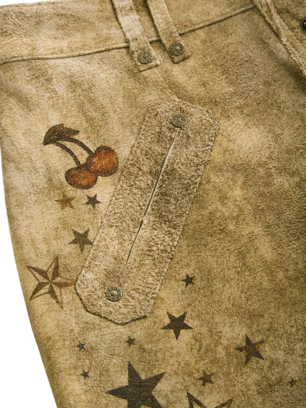 printed suede skirt