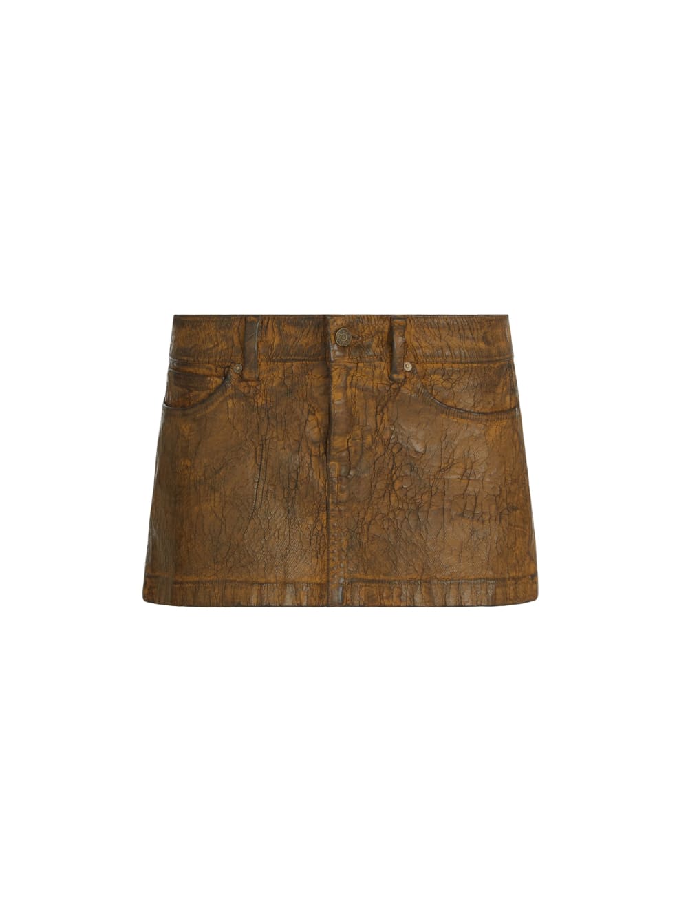 crackle denim skirt